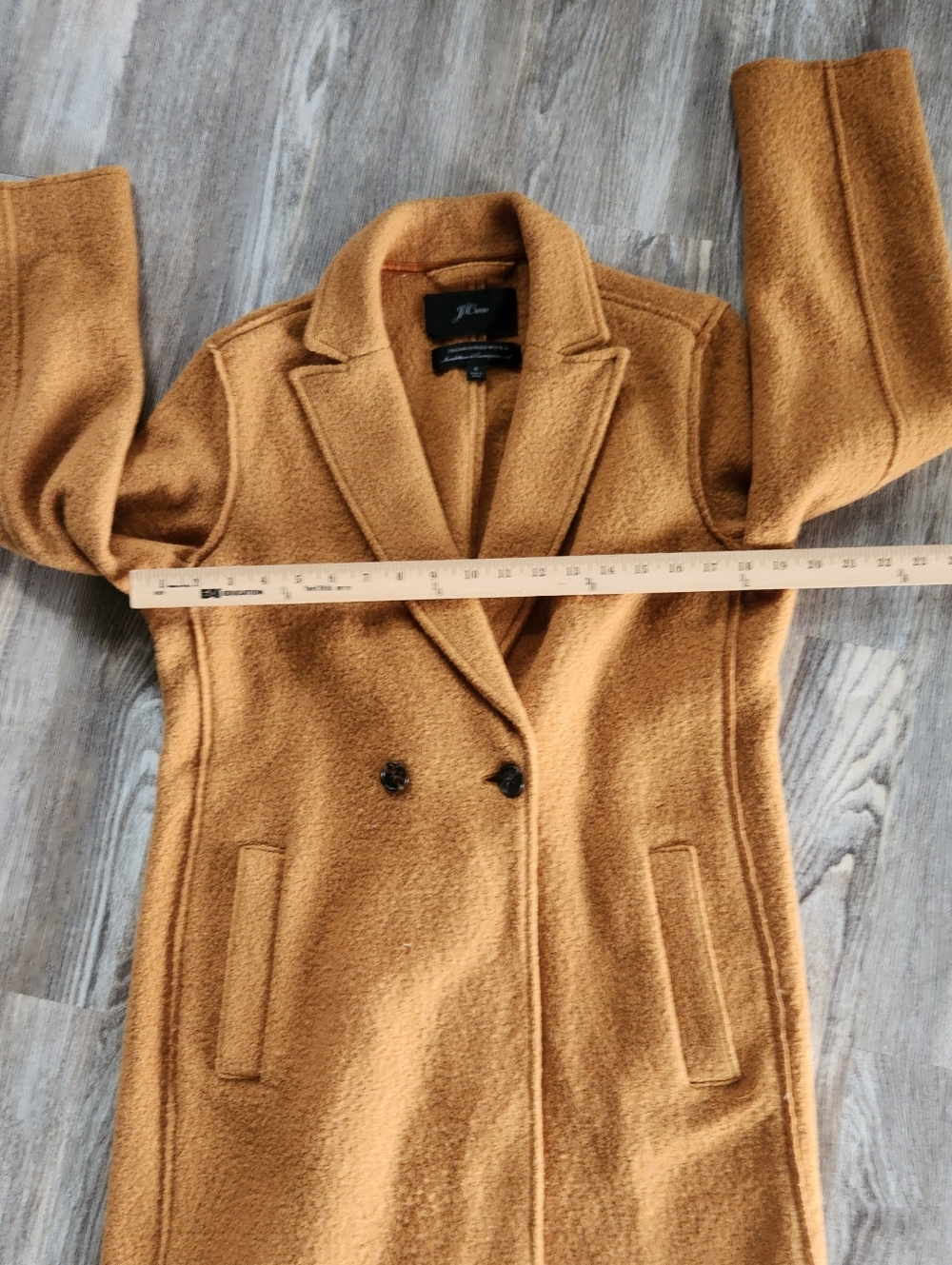 J Crew Italian Boiled Wool Musturd Yellow Coat Womens 8 Collared Single Breast - Picture 11 of 13